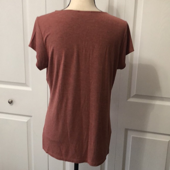 NWOT Tahari Women’s Scoop Neck Top, Cap Sleeve, Large, Heathered Clay - Picture 4 of 7